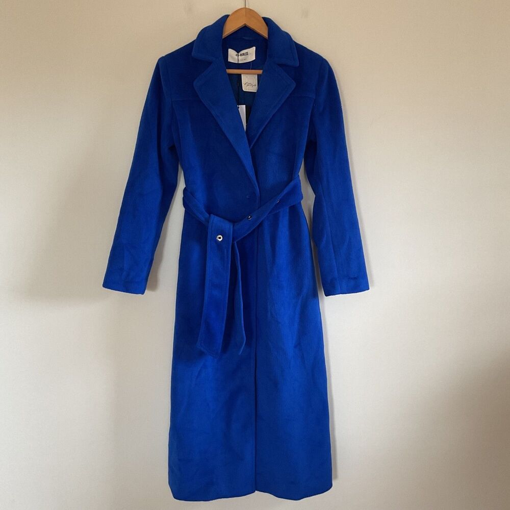 Free People 4th & Reckless Womens Long Kaja Oversized Long Coat XS Cobalt Blue